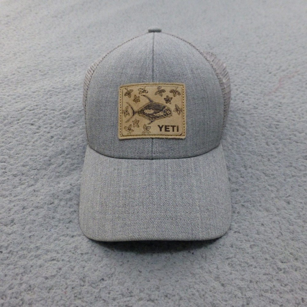 YETI Trucker Hat Cap Gray Mesh Snapback Outdoor Fishing One Size Adjustable